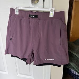 Purple Alphalete Shorts with built-in liner